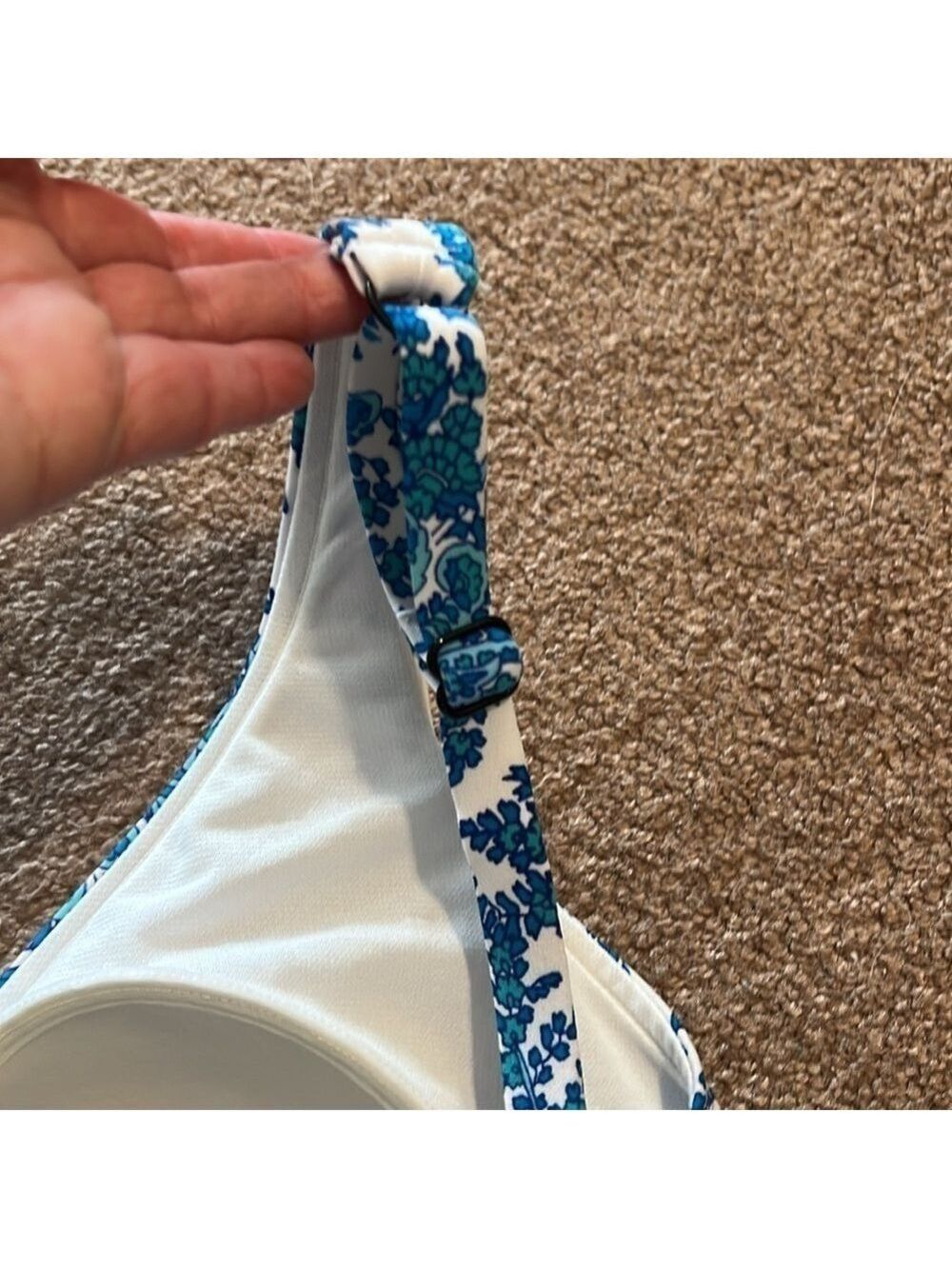 Catalina one piece swimsuit. Blue floral, preowned, Size 1X, 16W. - Picture 6 of 13
